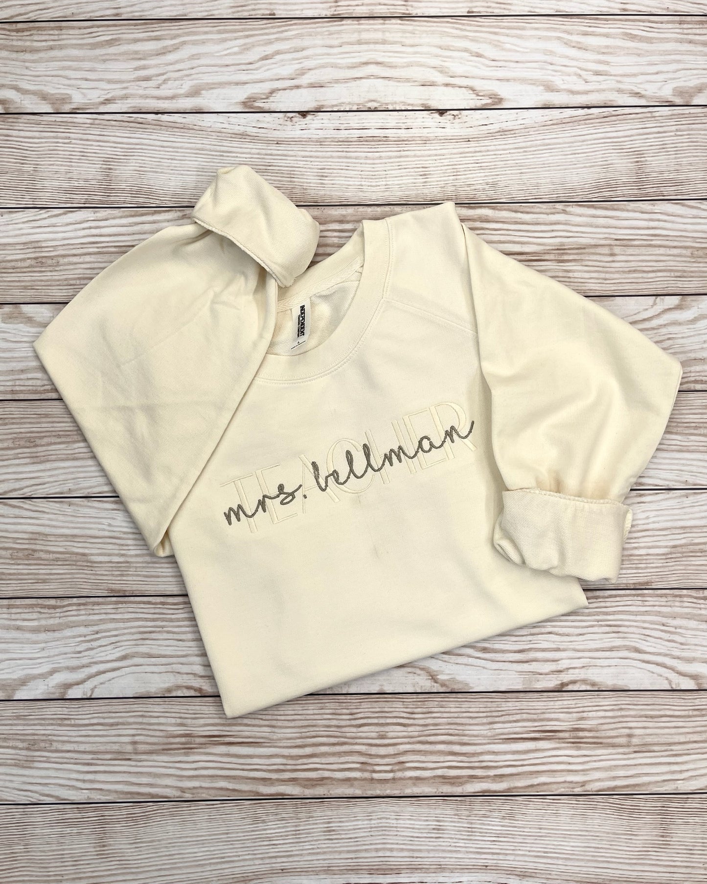 Monotone Embroidered Teacher Sweater