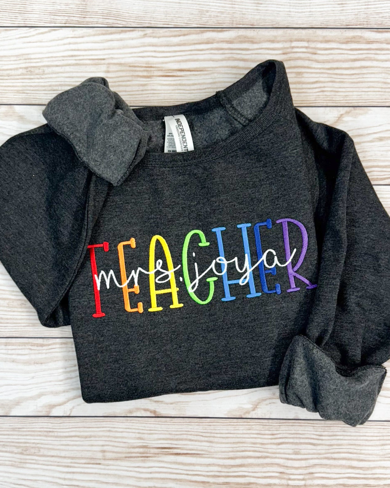 Colorful Embroidered Teacher Sweater