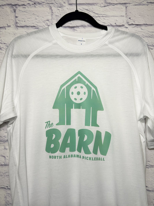 "The Barn" Tee - White w/Teal Logo